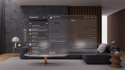WhatsApp for visionOS | Spatial UI apple design living room social media spatial ui user interface vision os vision pro whatsapp