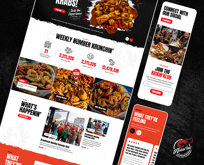 Kickin'Inn food homepages inter interface mobile responsive restaurant seafood ui web web design