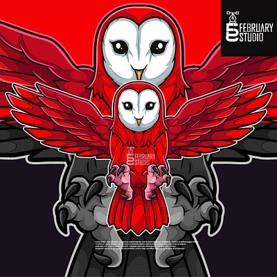 PROJECT FOR MY CLIENT ON FIVERR: RED OWL bird cartoon devil ghost owl red vector