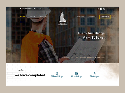 Glitter Construction Website | Above The Fold architecture building civil engineering construction landing page web design website