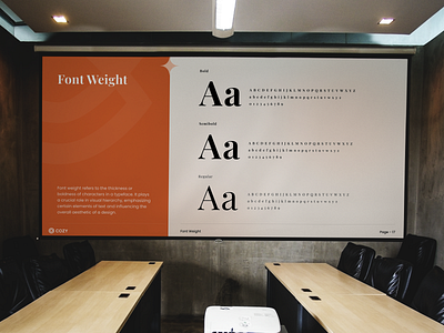 Cozy - Brand Guidelines - Font Weight agensip brand brandguide branding clean design guide font style font weight graphic design guideline logo marketing orange stationary