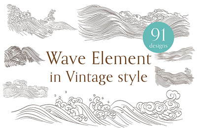 Wave illustration in vintage style abstract background banner branding clipart design graphic design hand drawn illustration japanese line logo marine natural ocean pattern ui vector vintage wave