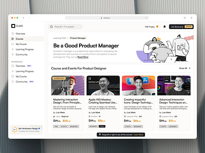 FLWR - Online Course & Bootcamp bootcamp clean course app dashboard e learning education educational app learning learning platform learning skills online bootcamp online class online course product design saas study studying ui