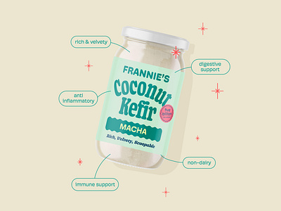 Frannie's Coconut Kefir branding consumer packaged goods cpg design food graphic design healthy illustration jar kefir logo mission packaging retro type typography vector