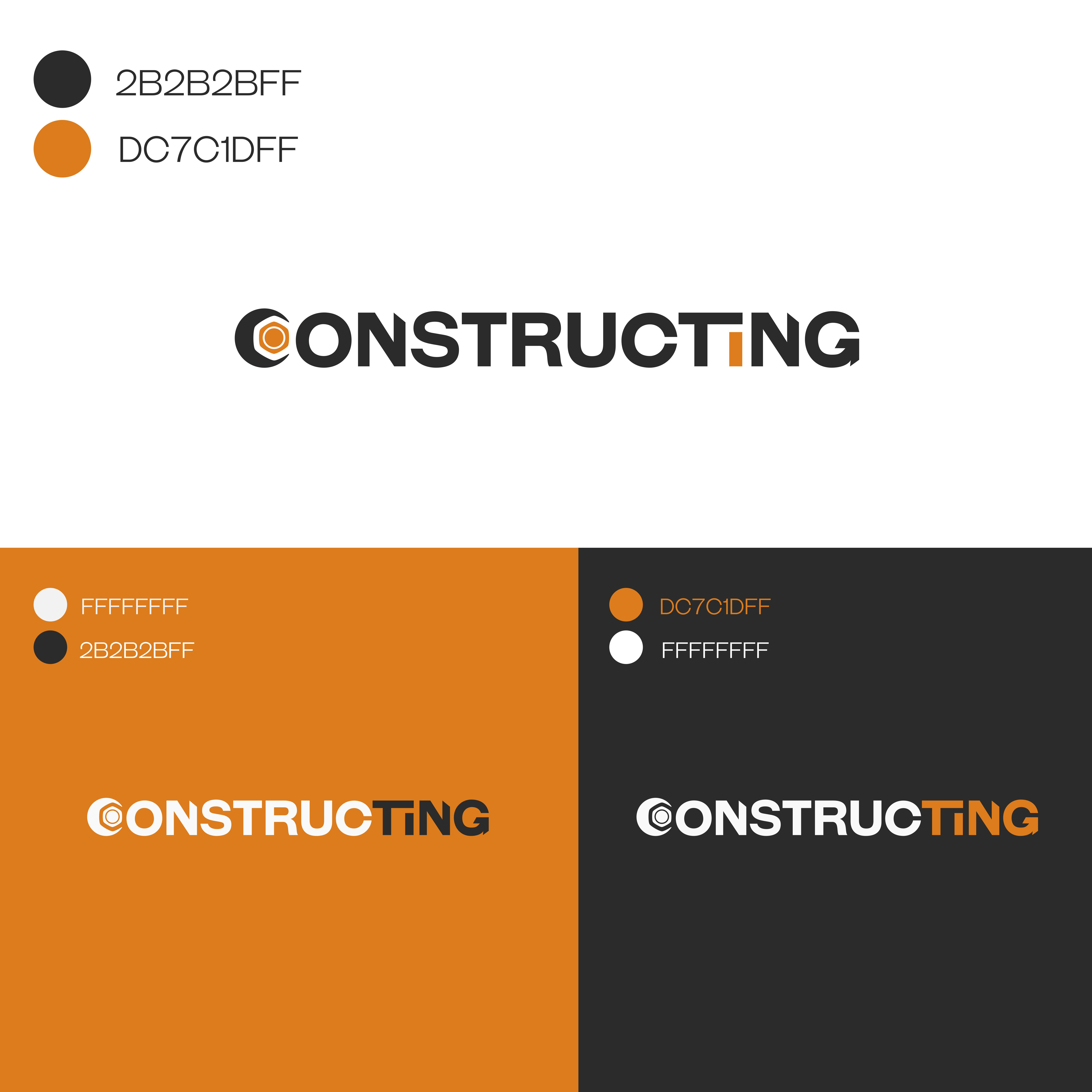 Logo of Constructing branding construction design graphic design lettering logo modern vector yellow
