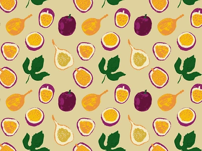 Passion fruit seamless pattern background brazilian colombia drawing exotic fruit floral granadilla fruit hand drawn illustration leaves decor natural textures ornament passion fruit pastel art pattern seamless tropical fruit vector