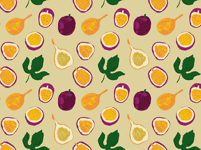 Passion fruit seamless pattern background brazilian colombia drawing exotic fruit floral granadilla fruit hand drawn illustration leaves decor natural textures ornament passion fruit pastel art pattern seamless tropical fruit vector