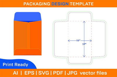 Catalog Envelope 11x17 Inch Dieline Template box box die cut branding design dieline illustration packaging packaging design vector