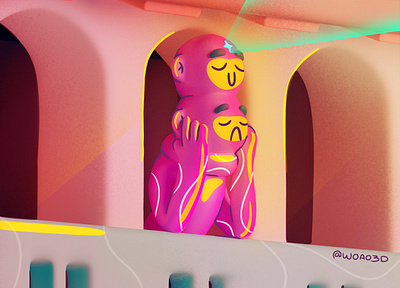 Detail 3d arches balcon character color emotions happiness illustration magic sadnesss thirdeye waiting