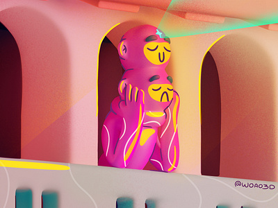 Detail 3d arches balcon character color emotions happiness illustration magic sadnesss thirdeye waiting