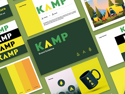 Kamp - Deck brand branding camp color palette design graphic design guideline illustration logo mockup nature pitch deck vector