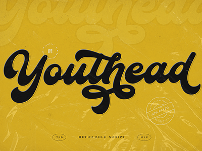 Youthead - Retro Bold Script Typeface bold bold script branding calligraphy font fonts lettering logo logotype retro retro bold script retro script script script font vintage vintage script