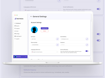 Settings Menu for a web application 30 day ui design challenge challenge design design challenge menu settings settings menu ui web web app website website application