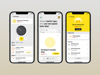Book reading App branding card ui home page mobile app play premium plan ui