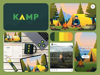 Kamp - Camping Agency adobe illustrator brand branding camp color palette design graphic design guideline illustration logo nature vector