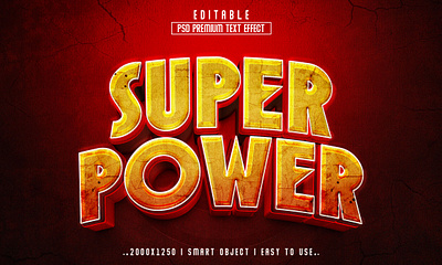 Super Power'' Editable PSD Text Effect Style 3d 3d ytext action editable text graphic design powe text power text effect psd text effect style super super power 3d text effect text text typhography typo