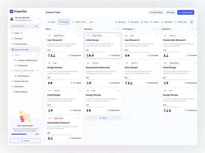 ProjectZen: Project Management - Home Page dashboard app kanban minimal product design productivity project management project management too project manager saas task app task list task management task management software task tracker task tracking team management to do uiux web app web app design