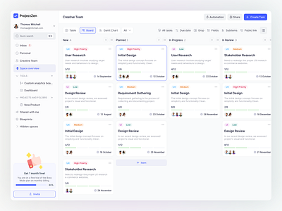 ProjectZen: Project Management - Home Page dashboard app kanban minimal product design productivity project management project management too project manager saas task app task list task management task management software task tracker task tracking team management to do uiux web app web app design