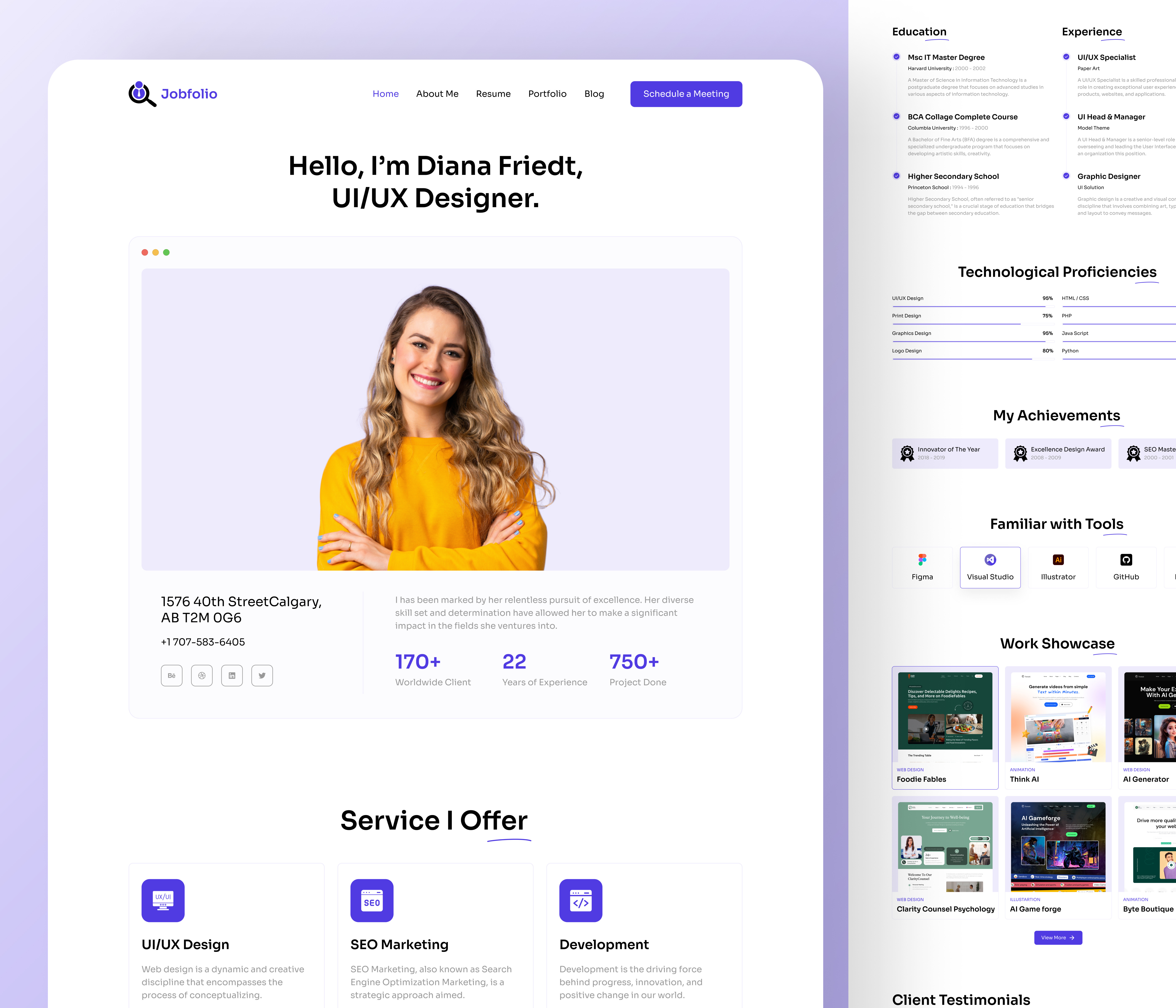 Jobfolio - Personal Portfolio Website ✨ bold branding clean design concept design header illustration landing page layout design minimal modern design personal portfolio portfolio portfolio webdesign product designer typography ui ux web web design website