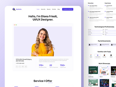 Jobfolio - Personal Portfolio Website ✨ bold branding clean design concept design header illustration landing page layout design minimal modern design personal portfolio portfolio portfolio webdesign product designer typography ui ux web web design website