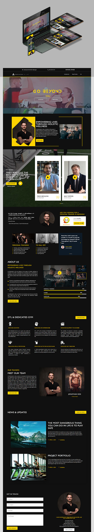 DedicatedToLife Personal Gym & Fitness Trainer Website Design fitness website gym website modern web design web design website design