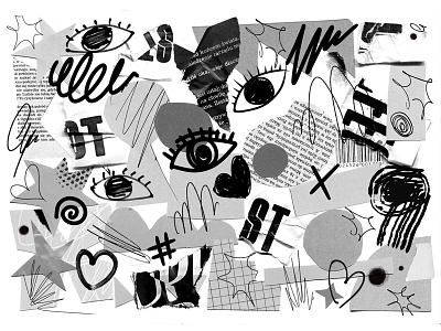 Abstract composition abstract art black and white character design composition design doodle doodles flat graphic design greyscale illustration paper shape shapes strokes texture textures