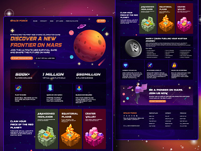 Futuristic Space Exploration Game landing page website app bold flat futuristic game illustration landing ui ux web website