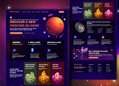 Futuristic Space Exploration Game landing page website app bold flat futuristic game illustration landing ui ux web website