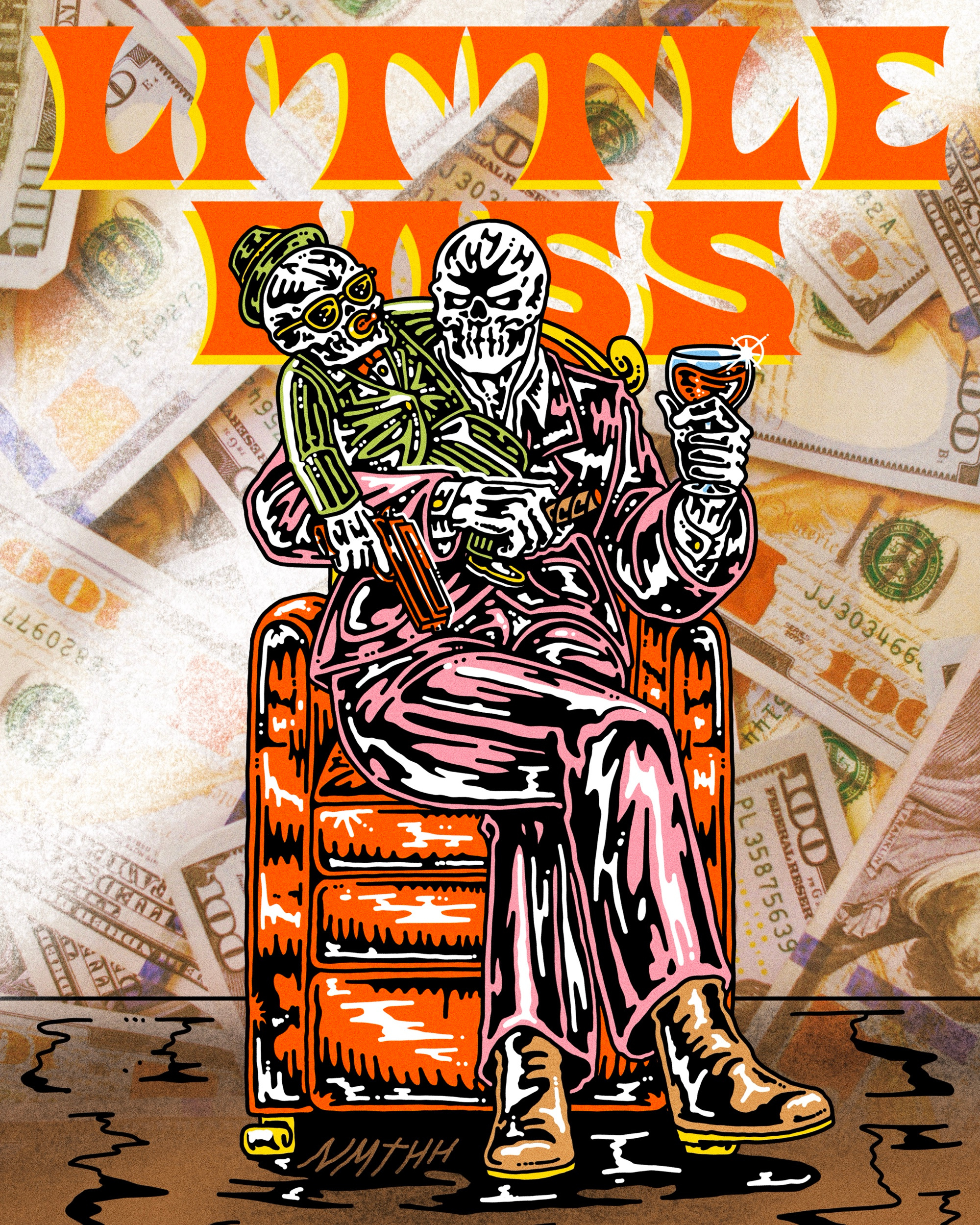 LITTLE BOSS DESIGN ILLUSTRATION 3/4 apparel graphic design illustration merch design streetwear tshirt design vintage