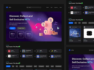 NFT Marketplace Website landingpage marketplace nft ui uiux webdesign