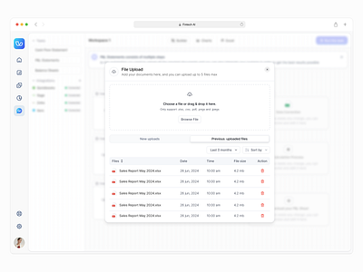 File upload modal - Fintech SAAS dashboard design design fintech design minimal mobile ui saas app saas design ui uiux uxdesign web app