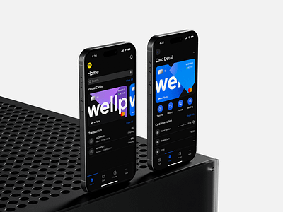 Wellpay - Virtual Card App 3d app branding dark figma graphic design illustration saas ui virtual card