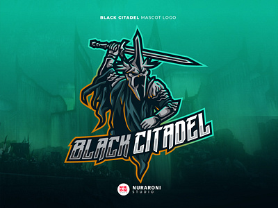 Black Citadel Mascot Logo black citadel branding cartoon character design esport gaming logo illustration logo logo design mascot mascot logo nuraroni studio the lord of the rings tlotr ui vector witch king of angmar