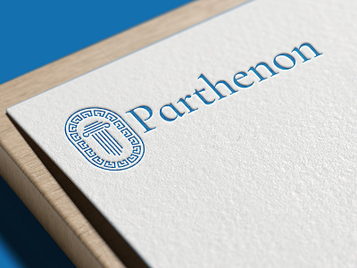 Parthenon Logo architecture blue branding clean columns coworking design greek logo space