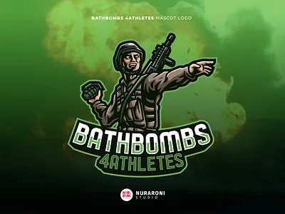 Bathbombs 4Atlhetes Mascot Logo athletes bathbombs 4atlhetes branding cartoon character design esport gaming logo granade illustration logo mascot mascot logo soldier sports ui vector war