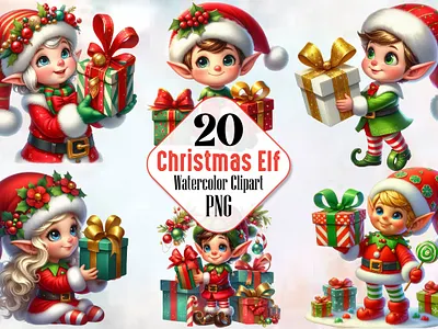 Christmas Elf Clipart, Christmas Clipart 3d animation app branding design graphic design illustration logo ui vector