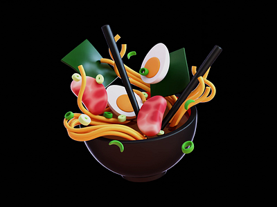 Falling Ramen 3d 3d animation 3d design 3d illustration 3d product blender blender3d