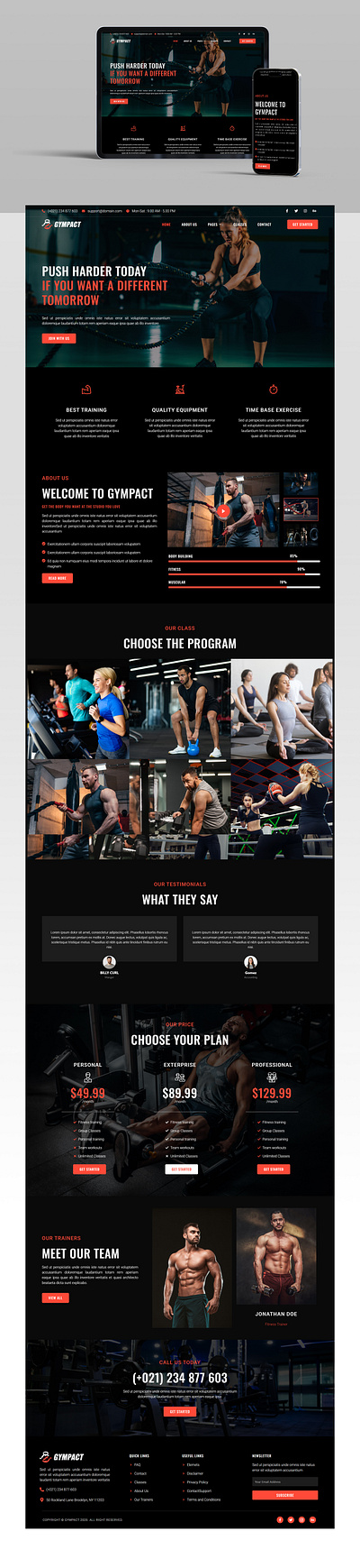 GYMPACT Gym & Fitness Modern Website Design fitness website gym website modern web design web design website design