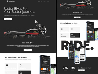 Bike rental App Landing Page app branding design graphic design illustration logo typography ui ux vector