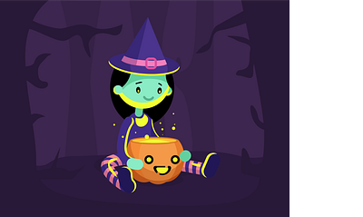 The Little Witch Kids Story Book Design illustration vector