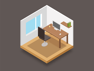 Isometric office design for "Game dev Idle Tycoon" illustration vector