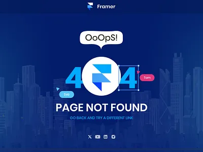Design a 404 Page for Framer 404 design 404 page 404 ui app framer graphic design illustration ui ux web