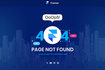 Design a 404 Page for Framer 404 design 404 page 404 ui app framer graphic design illustration ui ux web