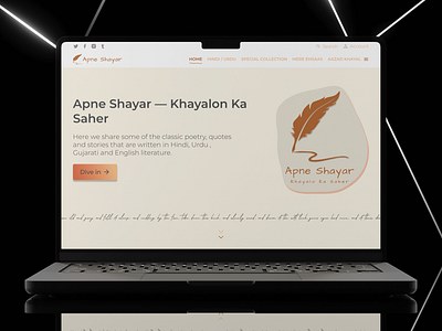 Apne Shayar Khayalon Ka Sahar blog article blog post books cover design design ui ghazal homepage homepage design languages library literature love poet poetry publication romeo and juilet shayri website william shakespeare writers