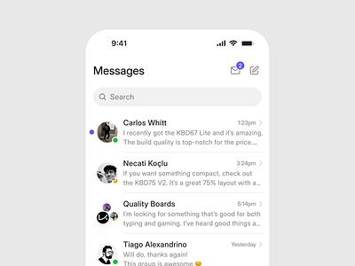 Messages Overview app chat clean imessage ios message messages table ui user interface ux