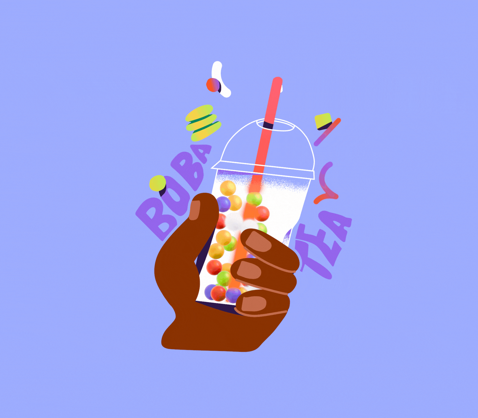 Bubble Tea 2d animation 3d after effects animation blender boba tea bubble tea colorful drink graphic design hot illustration motion graphics procreate dreams summer vector