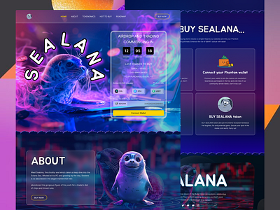 SEALNA Meme Coin Landing Page 3d animation bullz tower crypto landing page crypto website design figma graphic design landing page meme meme coin meme coin landing page meme coin website meme nft memesealna motion graphics sealna ui web design website website design