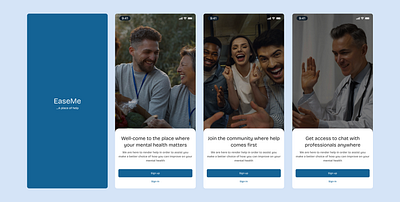 Metal health support app onboarding screens. design fi figma mob mobile design u ui ui ux uiu ux