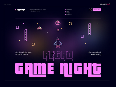 Retro Game Night: Esports Events Landing Page Design esportsdesign gamerlife graphic design landingpage neonaesthetics retrogaming ui webdesign