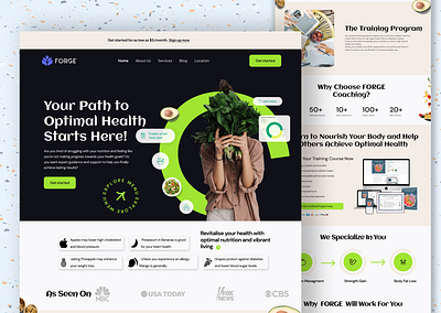 Health Nutrition Coaches Landing Page agency branding business design fitness header health healthcare healthy eating healthy nutritionist healthyfood landing lifestyle nutrition page pharmacy product supplement ui website